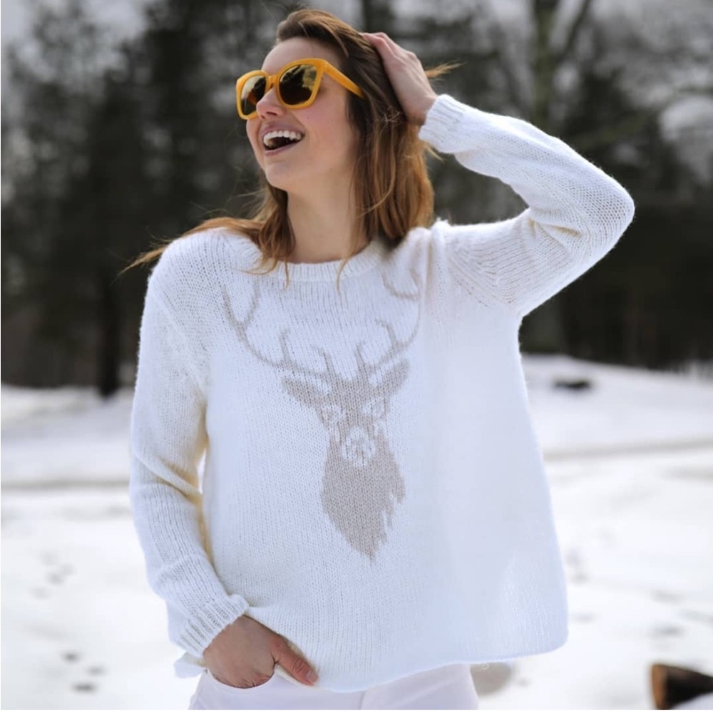Wooden Ships by Paola Buendia Buck Stag Deer Reindeer Crew Sweater